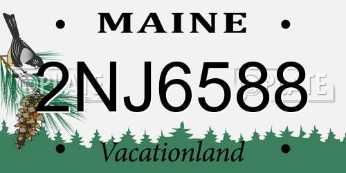 2NJ6588 Maine License Plate