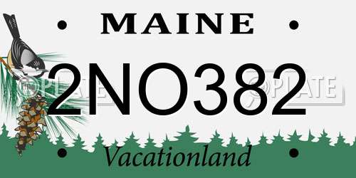 2NO382 Maine License Plate