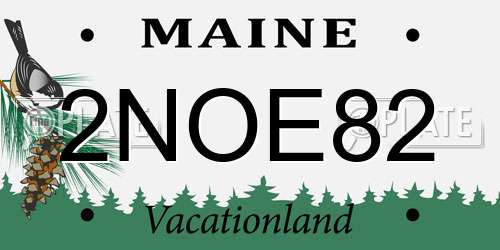 2NOE82 Maine License Plate