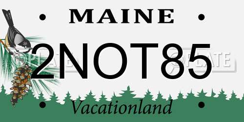 2NOT85 Maine License Plate