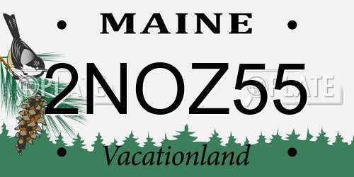 2NOZ55 Maine License Plate