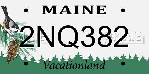 2NQ382 Maine License Plate
