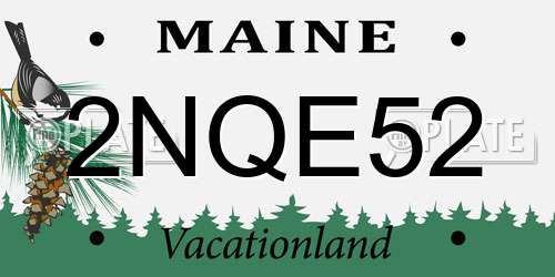 2NQE52 Maine License Plate