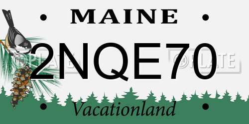 2NQE70 Maine License Plate