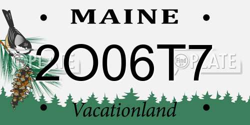 2O06T7 Maine License Plate