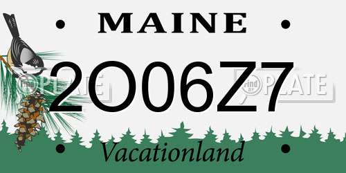 2O06Z7 Maine License Plate