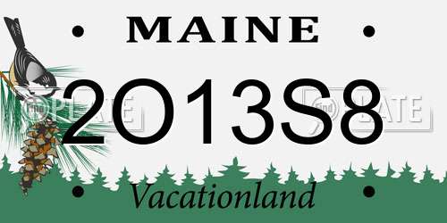 2O13S8 Maine License Plate