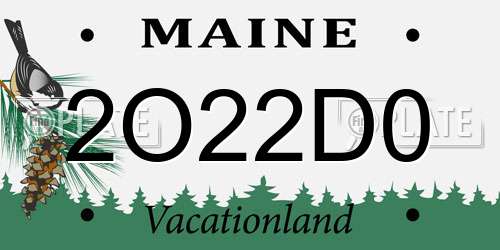 2O22D0 Maine License Plate