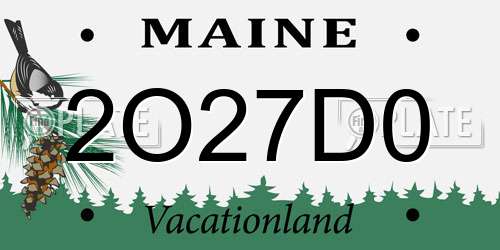 2O27D0 Maine License Plate
