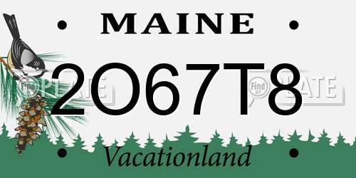 2O67T8 Maine License Plate