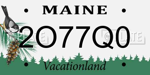 2O77Q0 Maine License Plate