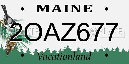 2OAZ677 Maine License Plate