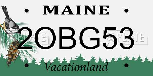 2OBG53 Maine License Plate