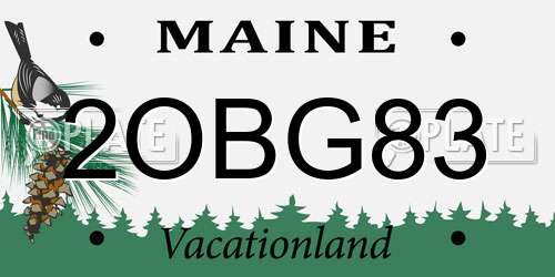 2OBG83 Maine License Plate