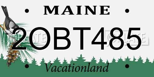 2OBT485 Maine License Plate