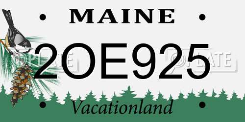 2OE925 Maine License Plate