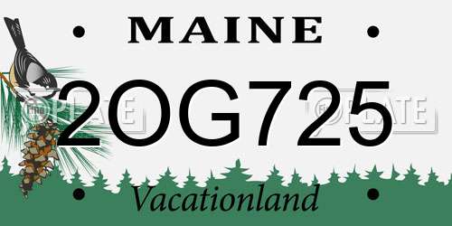 2OG725 Maine License Plate