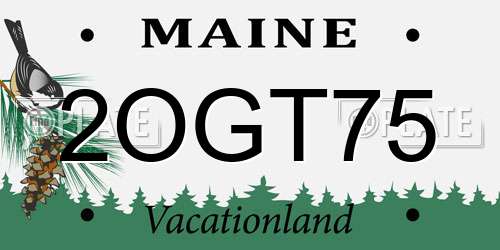 2OGT75 Maine License Plate