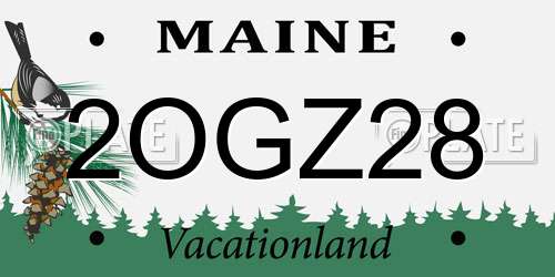 2OGZ28 Maine License Plate