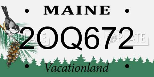 2OQ672 Maine License Plate