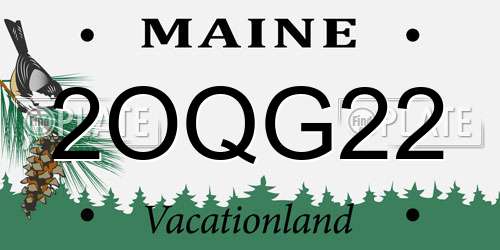 2OQG22 Maine License Plate