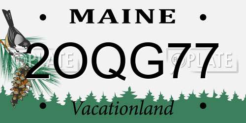2OQG77 Maine License Plate