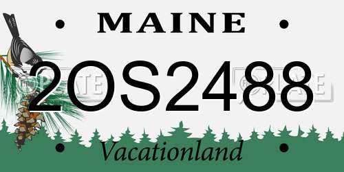 2OS2488 Maine License Plate