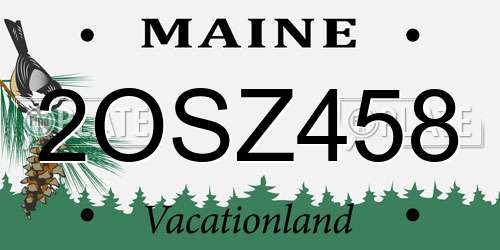 2OSZ458 Maine License Plate