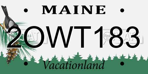 2OWT183 Maine License Plate