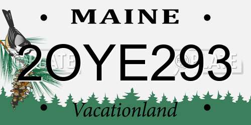2OYE293 Maine License Plate