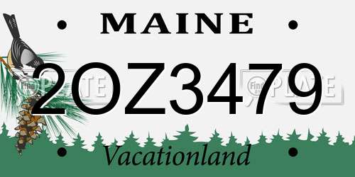 2OZ3479 Maine License Plate