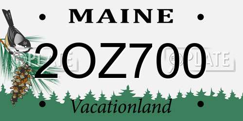 2OZ700 Maine License Plate
