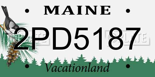 2PD5187 Maine License Plate
