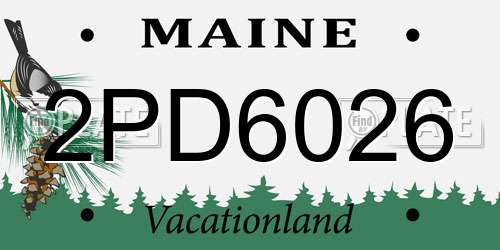 2PD6026 Maine License Plate