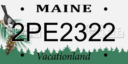 2PE2322 Maine License Plate