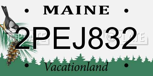 2PEJ832 Maine License Plate