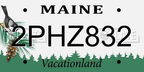 2PHZ832 Maine License Plate