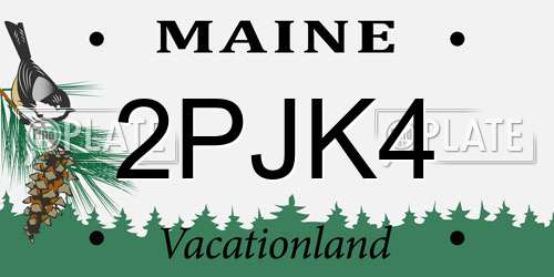 2PJK4 Maine License Plate