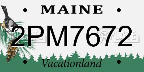2PM7672 Maine License Plate