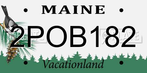 2POB182 Maine License Plate