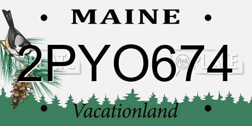 2PYO674 Maine License Plate