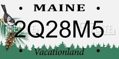 2Q28M5 Maine License Plate