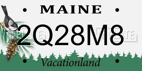 2Q28M8 Maine License Plate