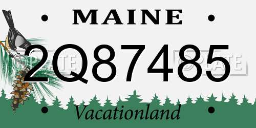 2Q87485 Maine License Plate