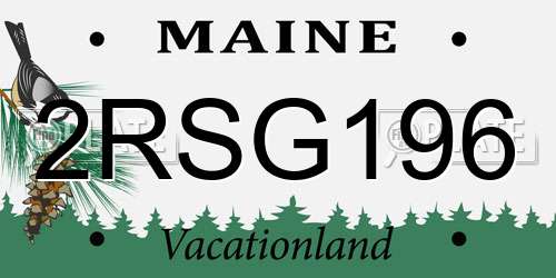 2RSG196 Maine License Plate
