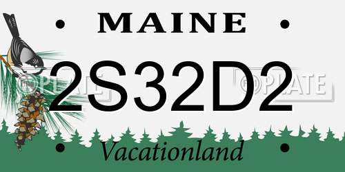 2S32D2 Maine License Plate