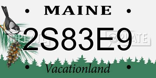2S83E9 Maine License Plate