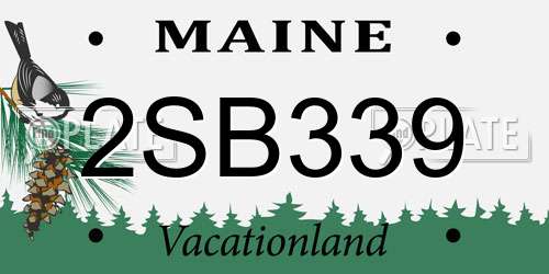 2SB339 Maine License Plate