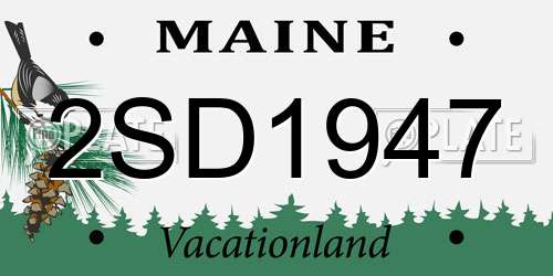 2SD1947 Maine License Plate