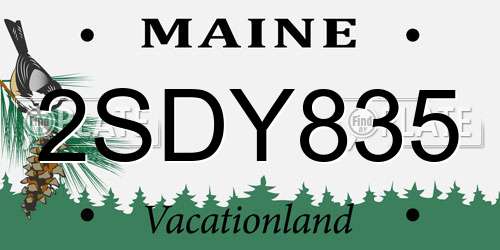 2SDY835 Maine License Plate